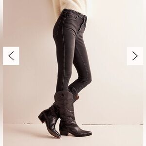 Free People We The Free Raw High-Rise Jeggings Jeans Black 25